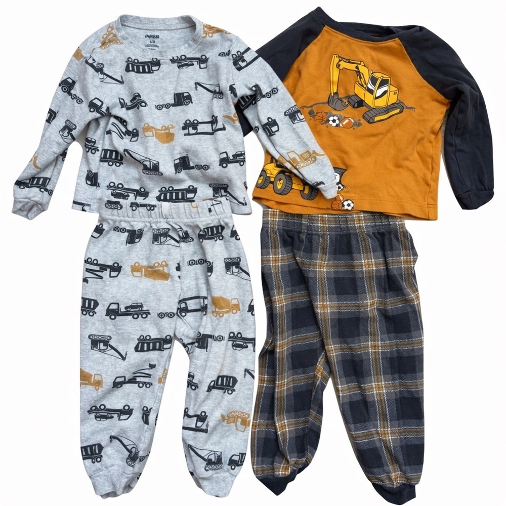 Pekkle 2T/3T Toddler Pajama Bundle Construction Trucks Boys Pajamas Set